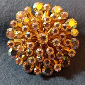 Rhinestone Silver Tone Brooch